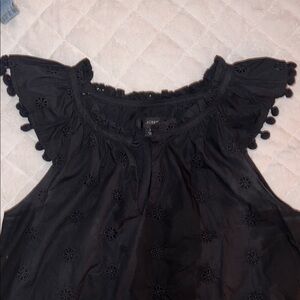 J. Crew Black Eyelet Cap Sleeve Blouse